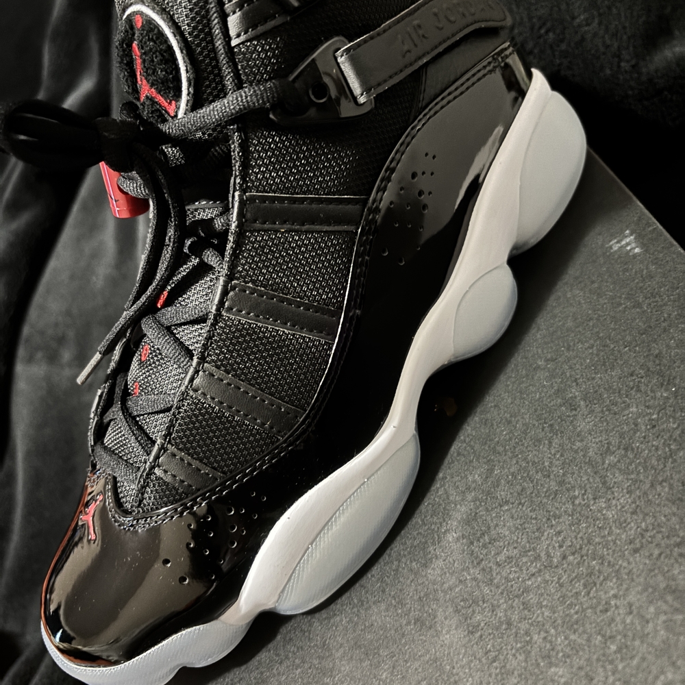 Jordan 6 Rings Black and Red Sneakers